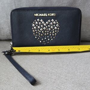 Michael Kors Navy Wallet with Silver Studded Heart